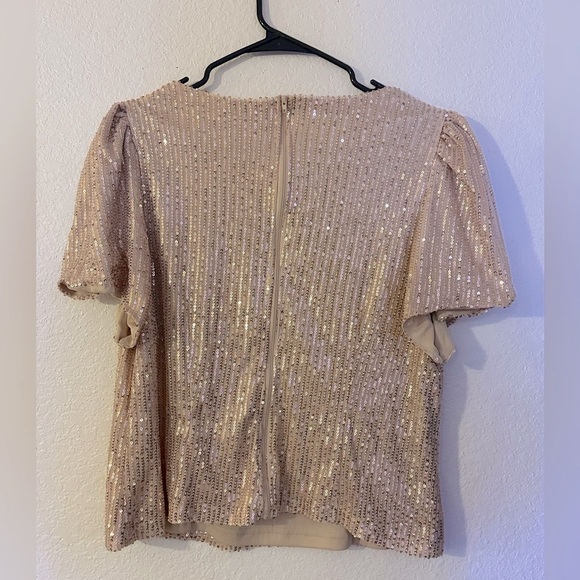 Peach gold sequin blouse - Picture 3 of 5
